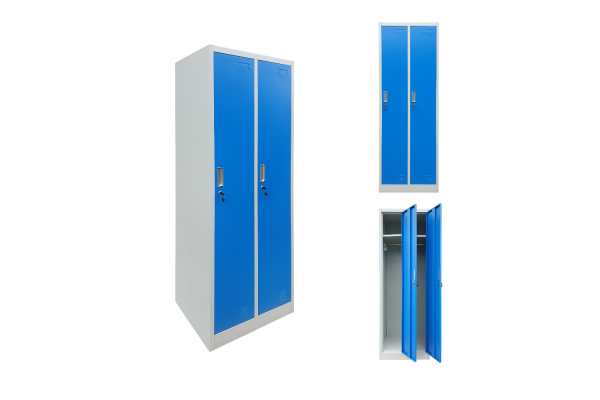 SZAFA BHP 2-KOMOROWA; 60CM; NIEBIESKA - ZMONTOWANA (na palecie)